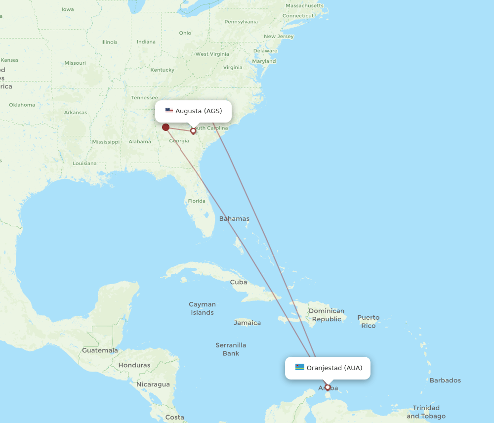 AUA-AGS flight routes
