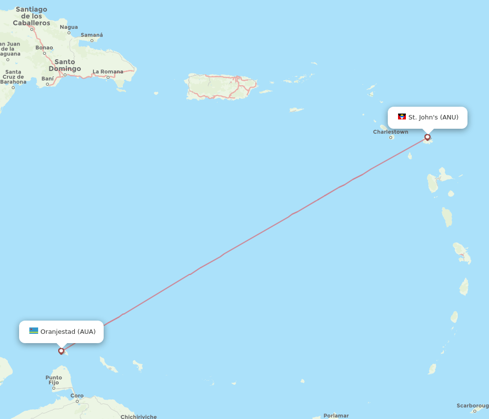 AUA-ANU flight routes