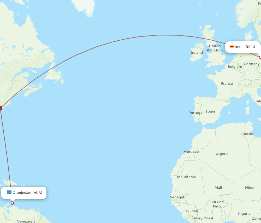 AUA-BER flight routes