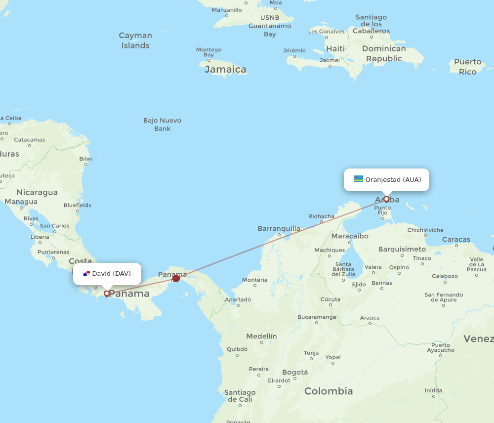 David - Aruba route map and flight paths