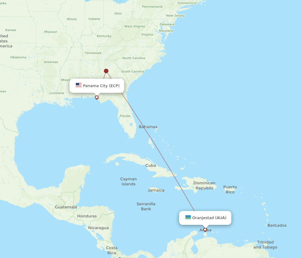 AUA-ECP flight routes
