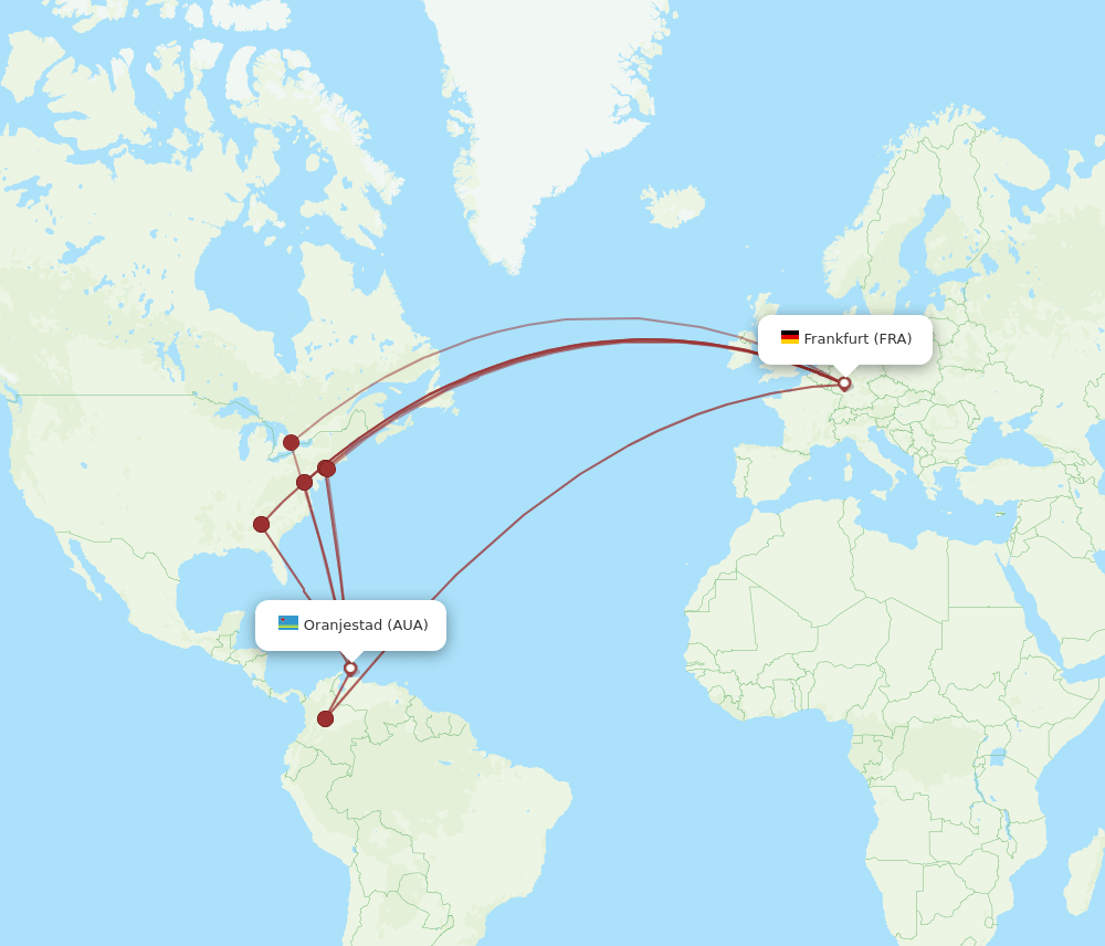 AUA-FRA flight routes