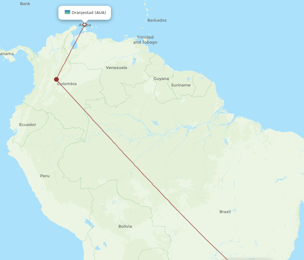 AUA-GRU flight routes