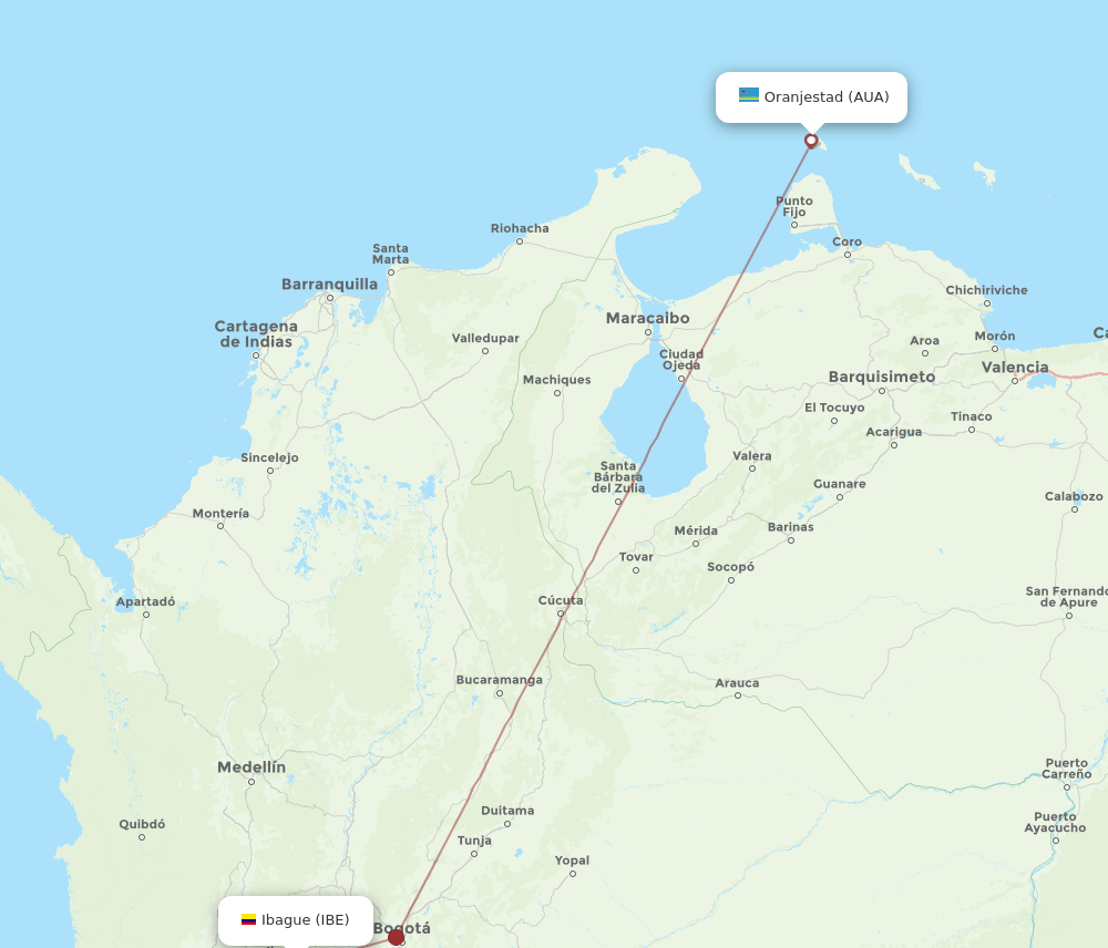 AUA-IBE flight routes