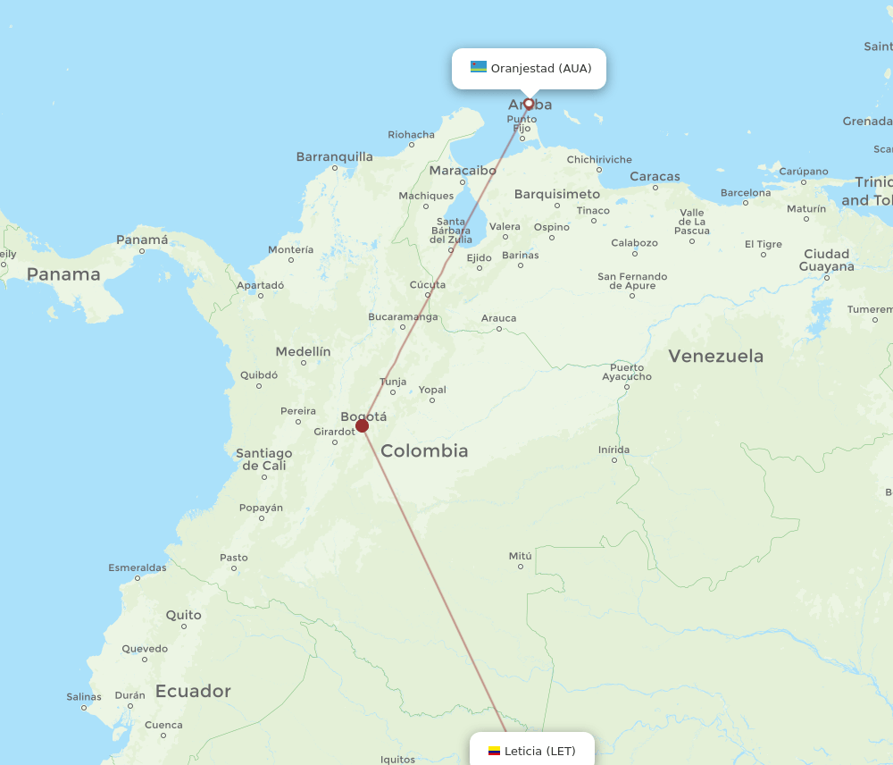 AUA-LET flight routes