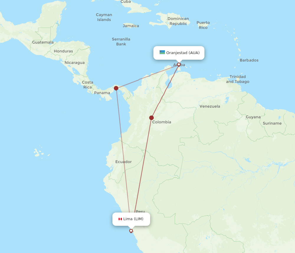 AUA-LIM flight routes
