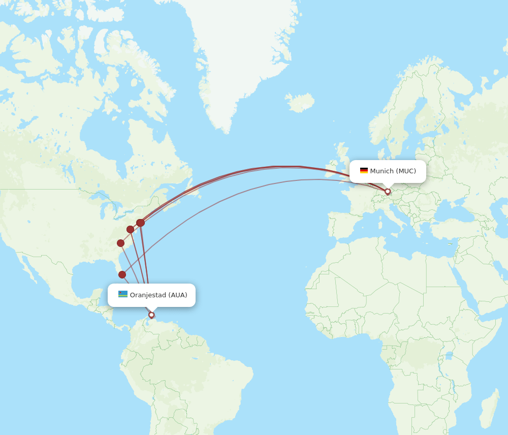 AUA-MUC flight routes