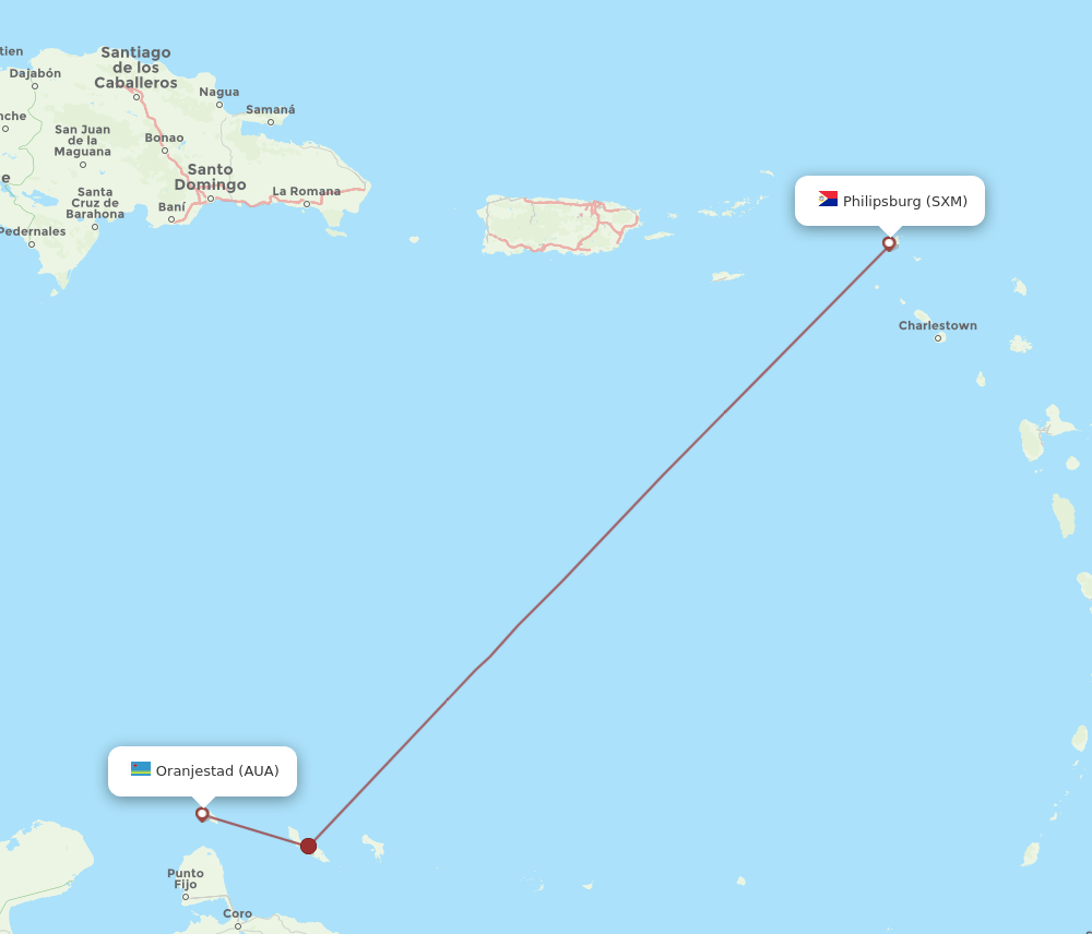 AUA-SXM flight routes