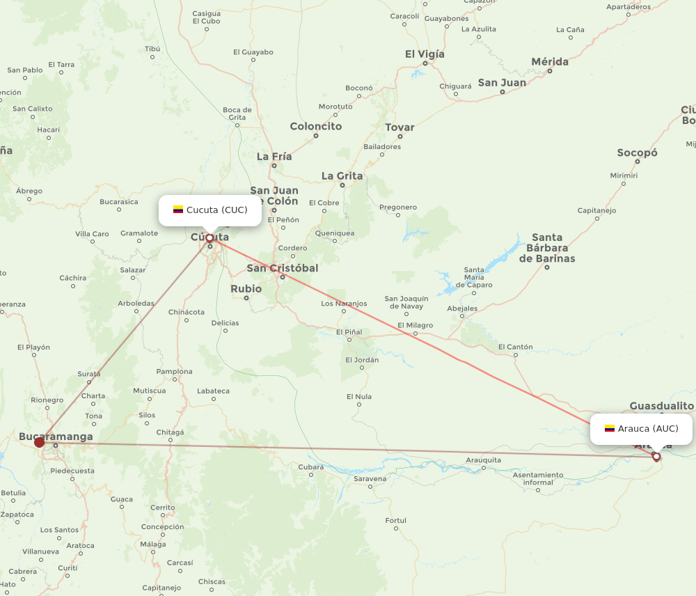 AUC-CUC flight routes