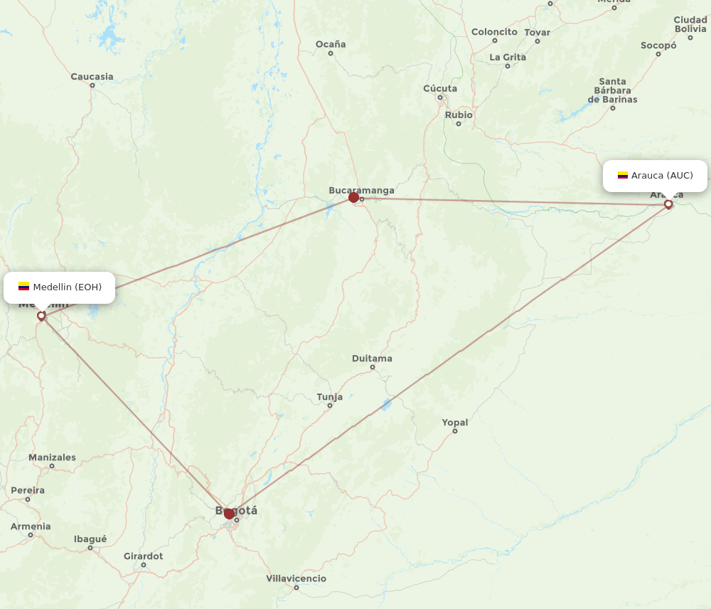 AUC to EOH flights and routes map