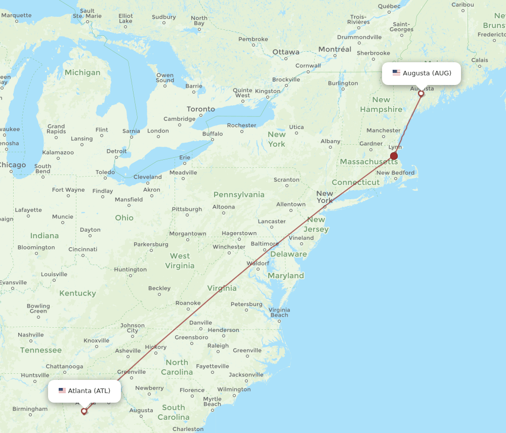 AUG-ATL flight routes