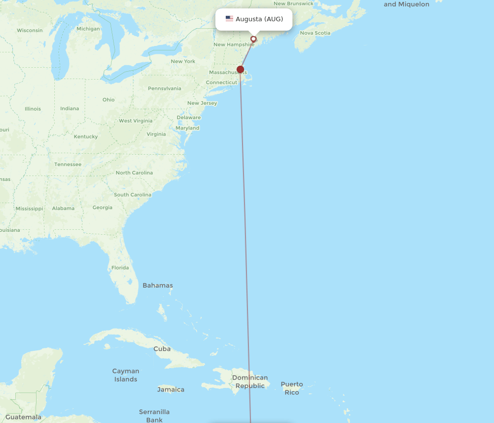 AUG-AUA flight routes