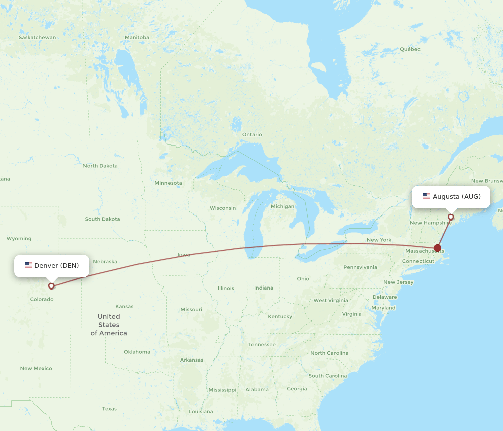 AUG-DEN flight routes