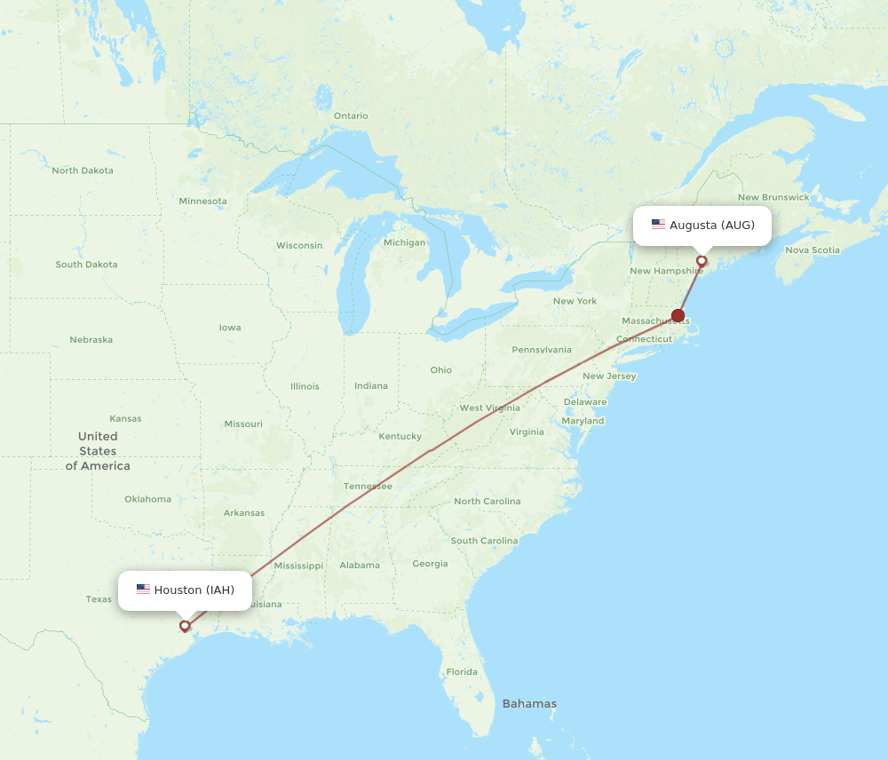 AUG-IAH flight routes