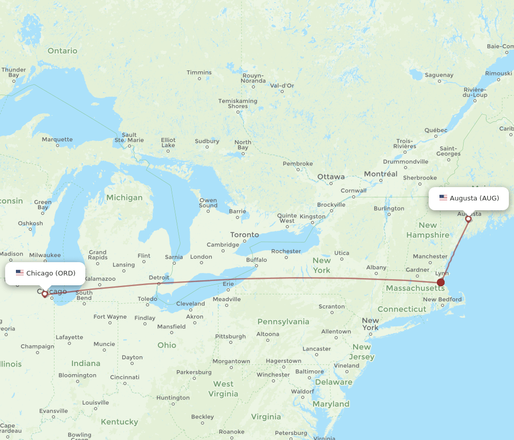 AUG-ORD flight routes
