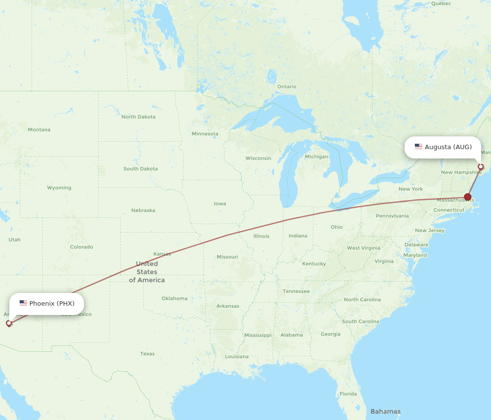 AUG-PHX flight routes