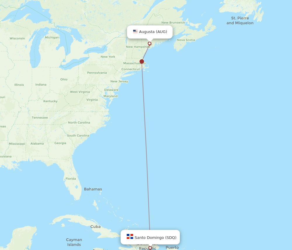 AUG-SDQ flight routes