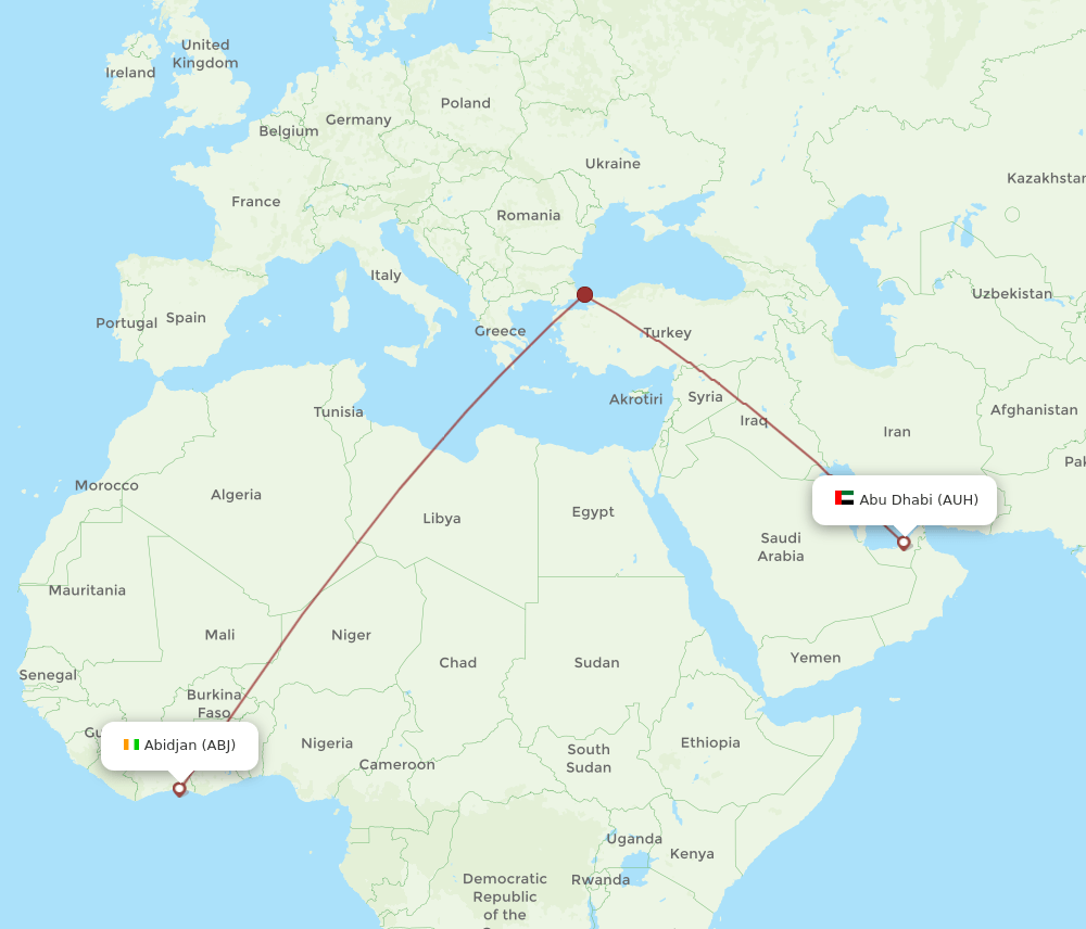 AUH to ABJ flights and routes map