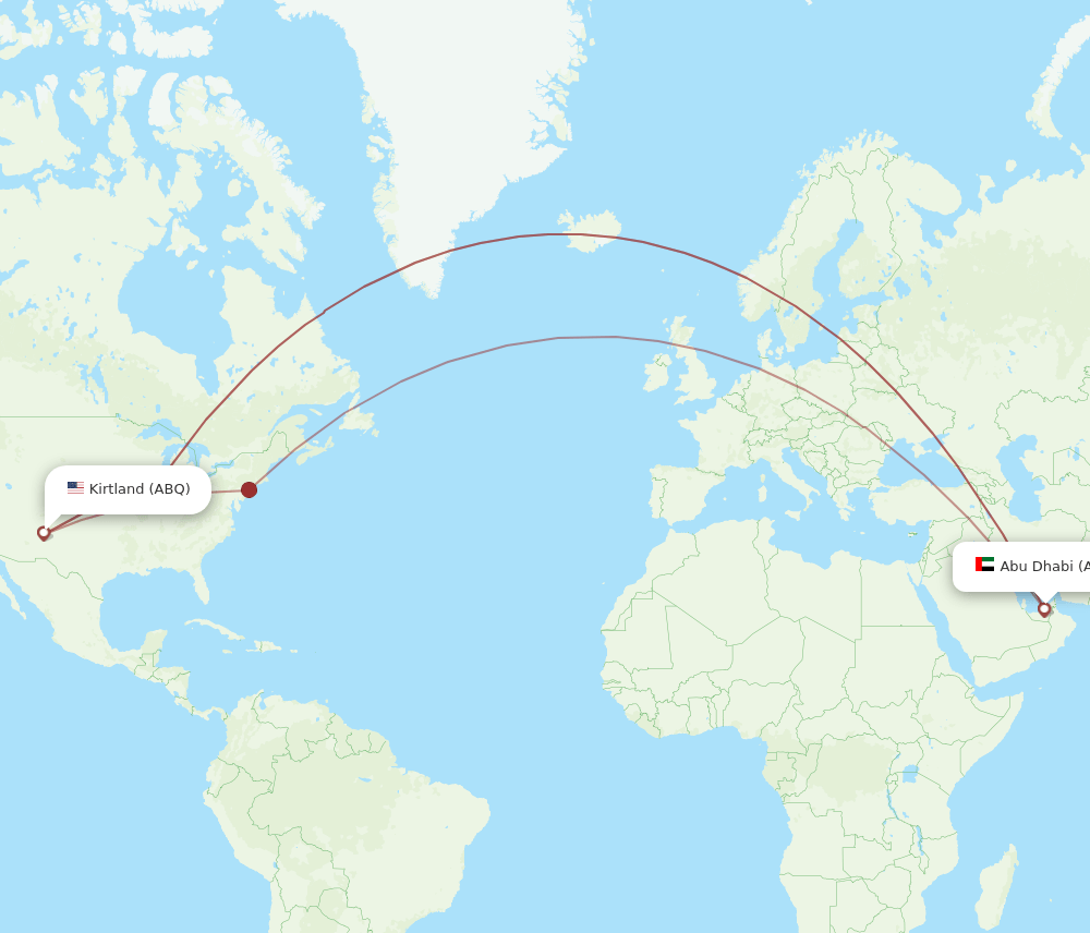 AUH-ABQ flight routes