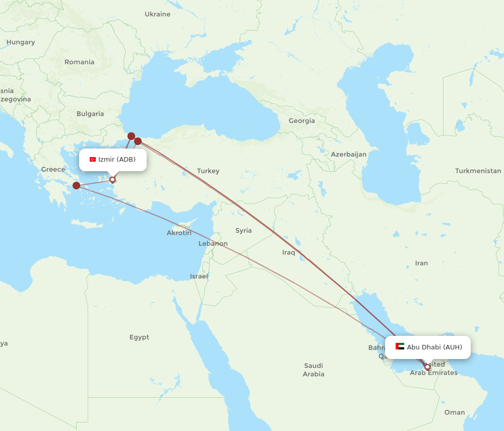 AUH to ADB flights and routes map
