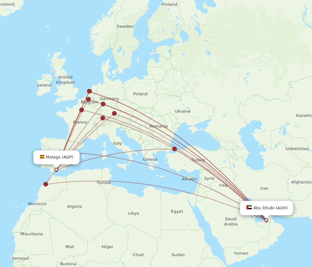 AUH to AGP flights and routes map