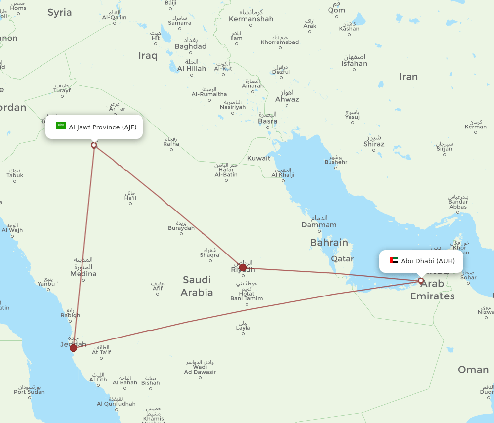 AUH-AJF flight routes