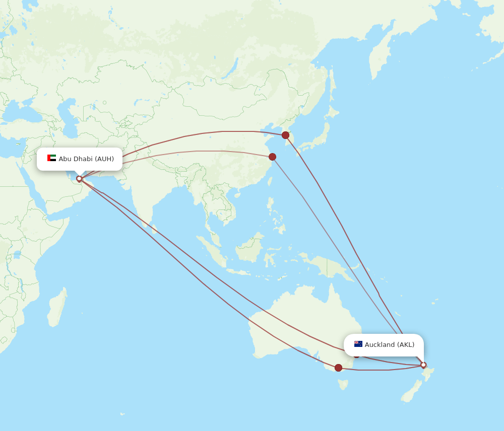 AUH-AKL flight routes