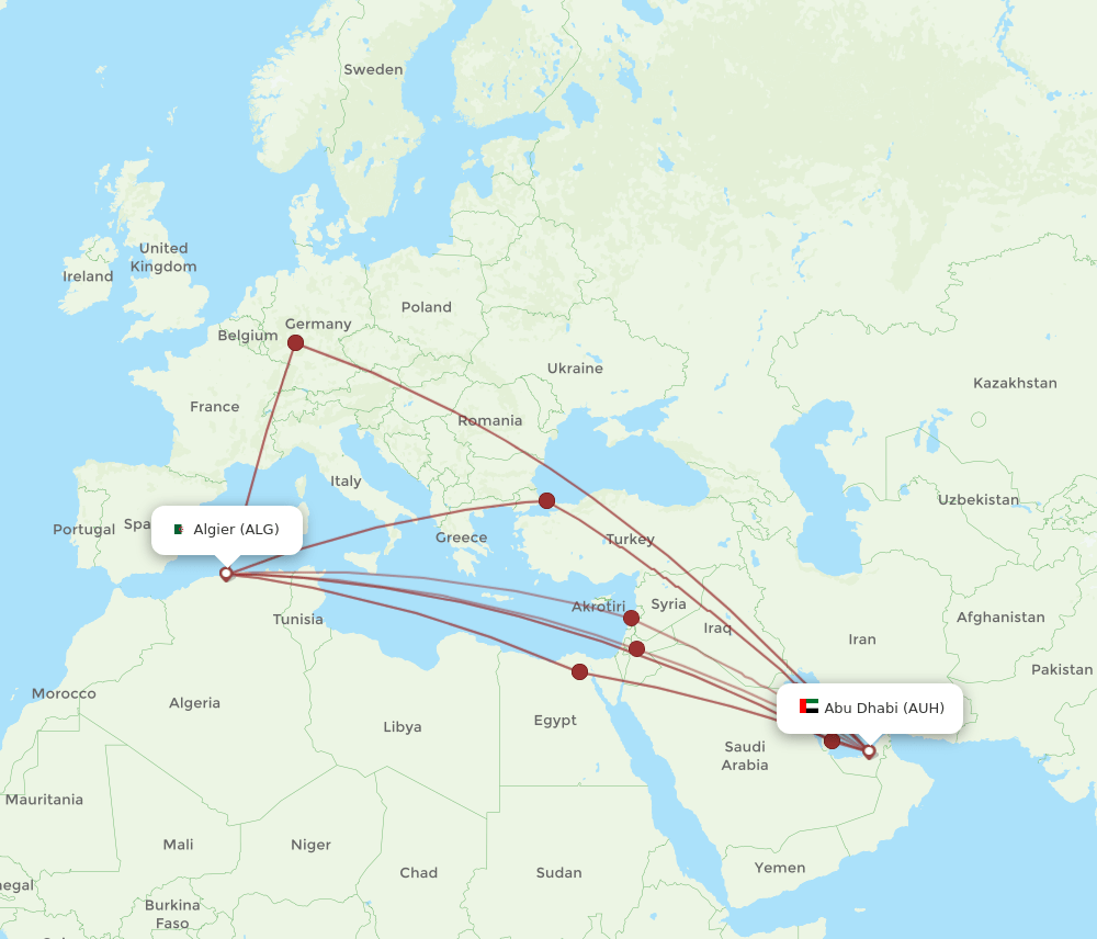 AUH-ALG flight routes