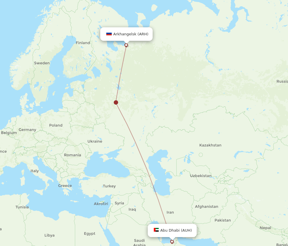 AUH-ARH flight routes