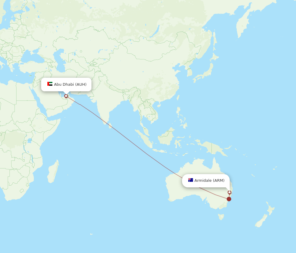 AUH-ARM flight routes