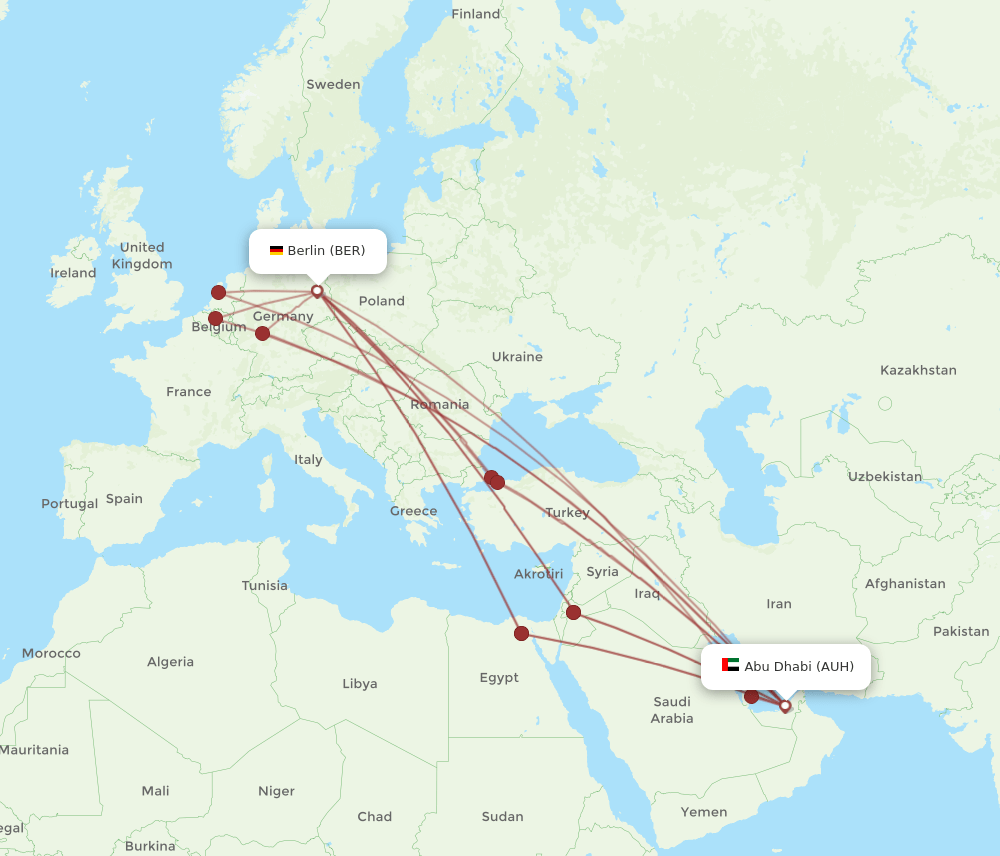 AUH-BER flight routes