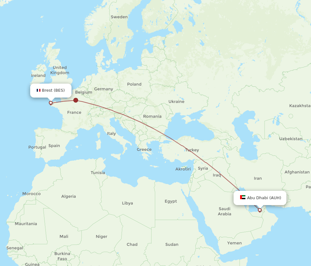 AUH-BES flight routes