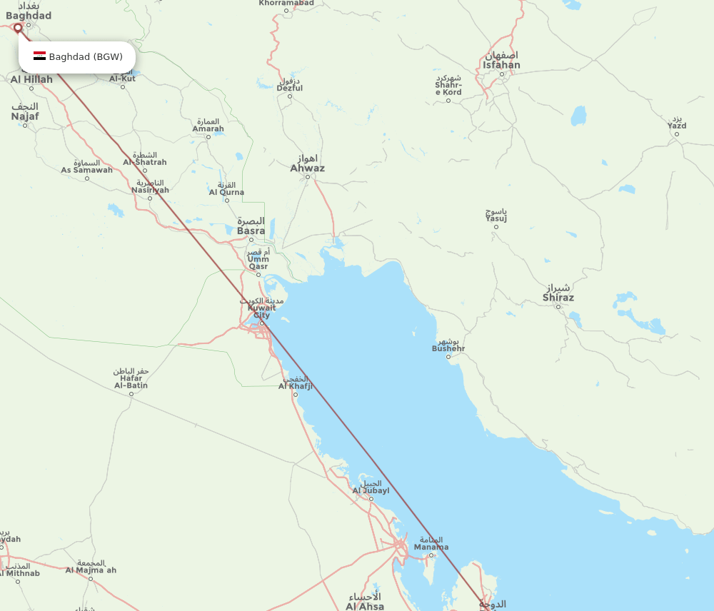 AUH-BGW flight routes