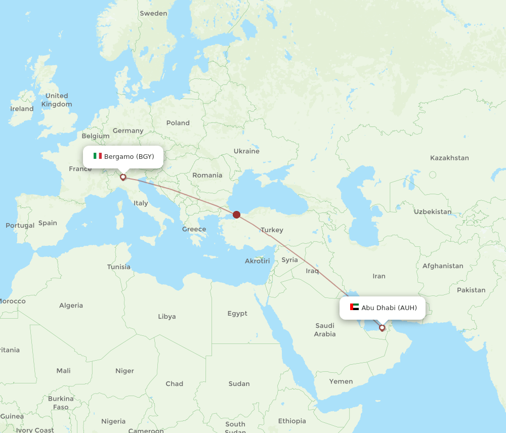AUH-BGY flight routes