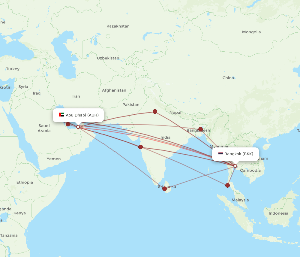 AUH-BKK flight routes