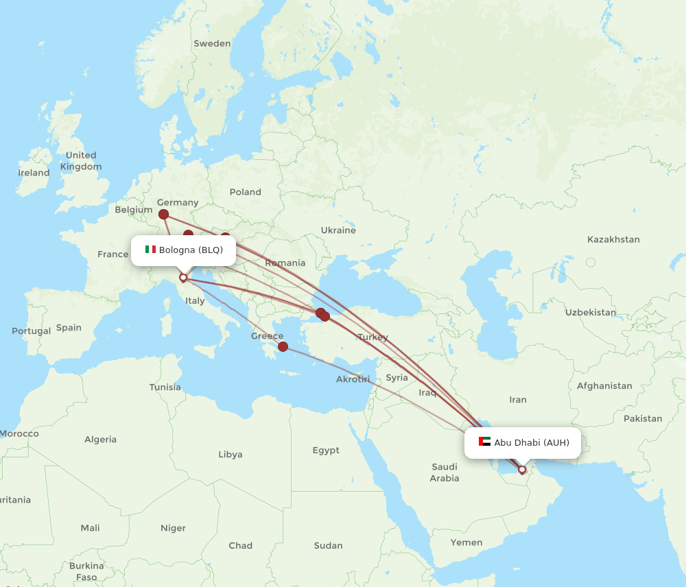 AUH-BLQ flight routes