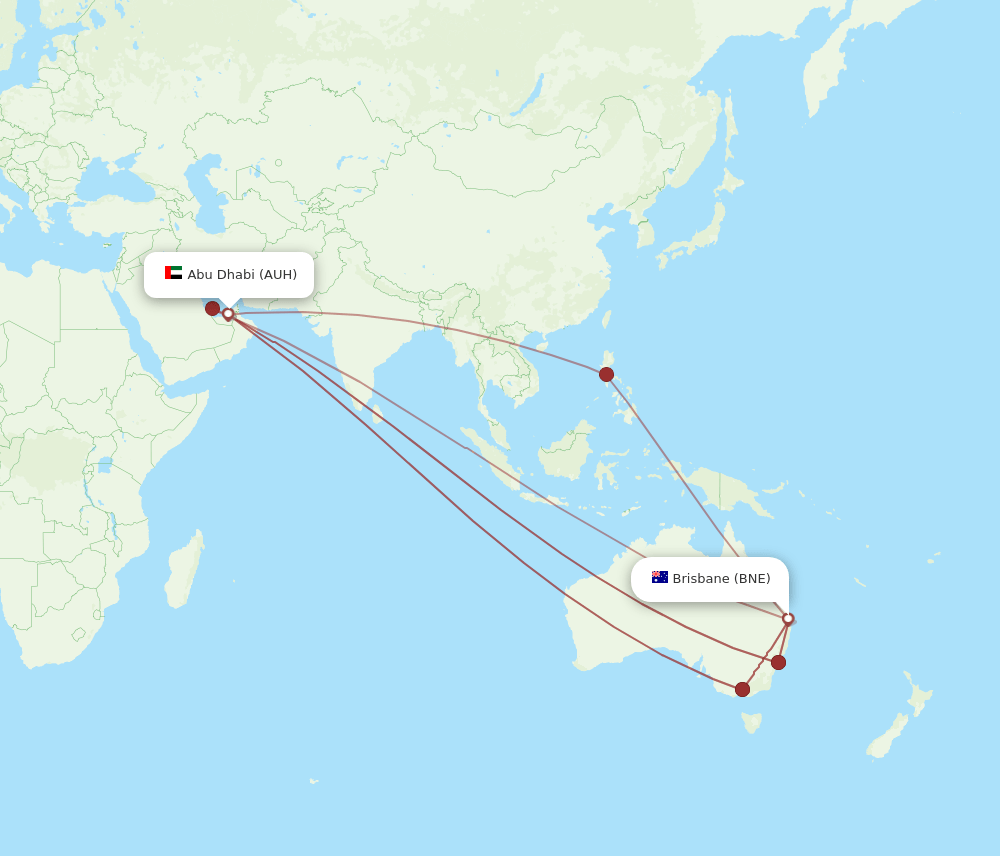 AUH-BNE flight routes