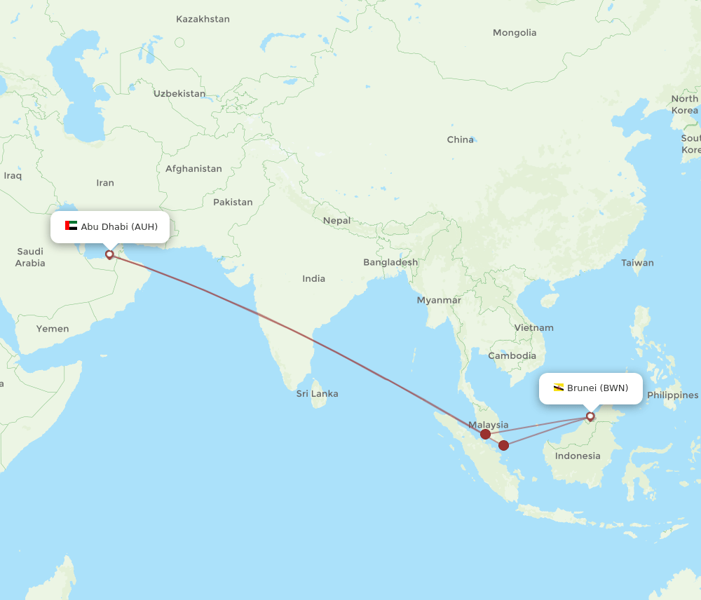 AUH-BWN flight routes