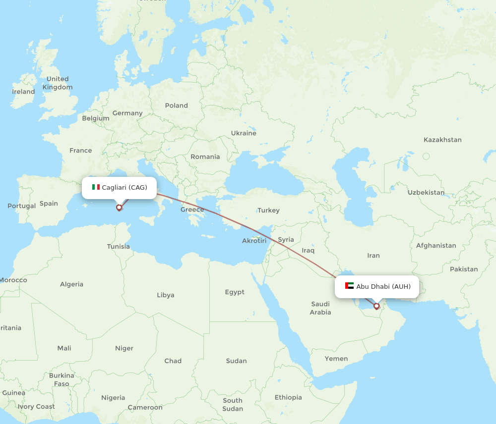 AUH-CAG flight routes