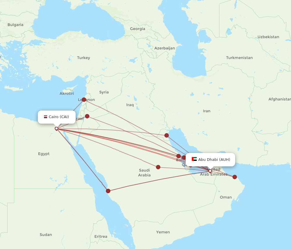 AUH to CAI flights and routes map