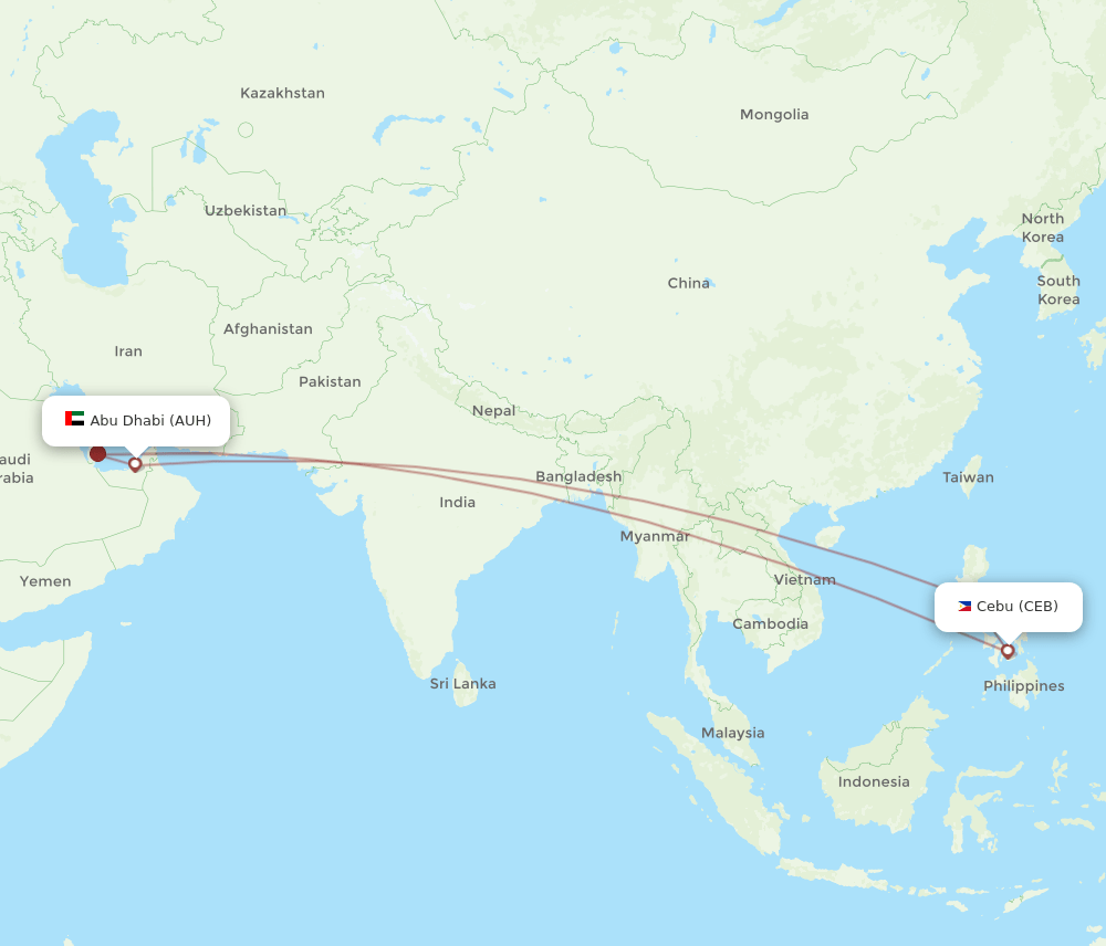 AUH-CEB flight routes