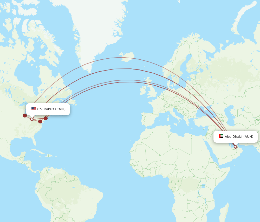 AUH-CMH flight routes