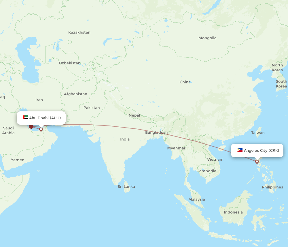 AUH-CRK flight routes