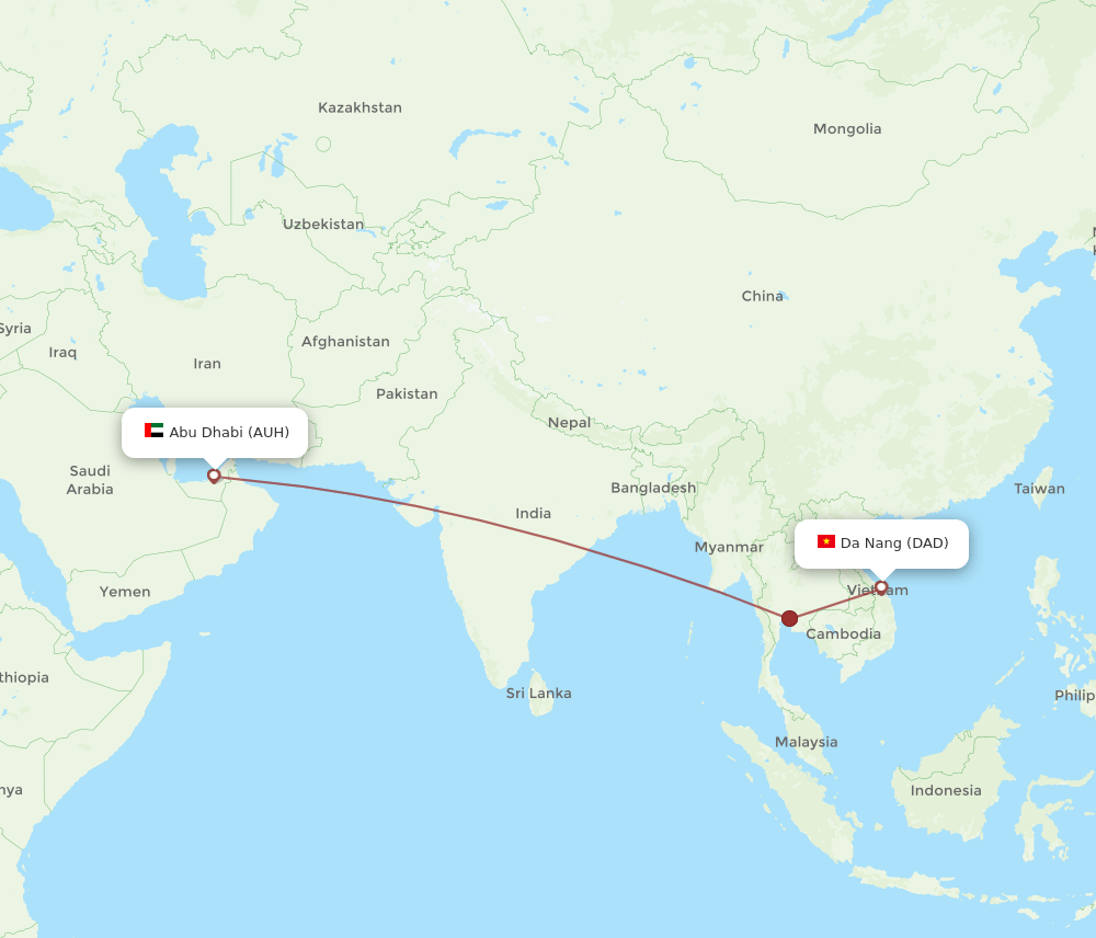 AUH-DAD flight routes