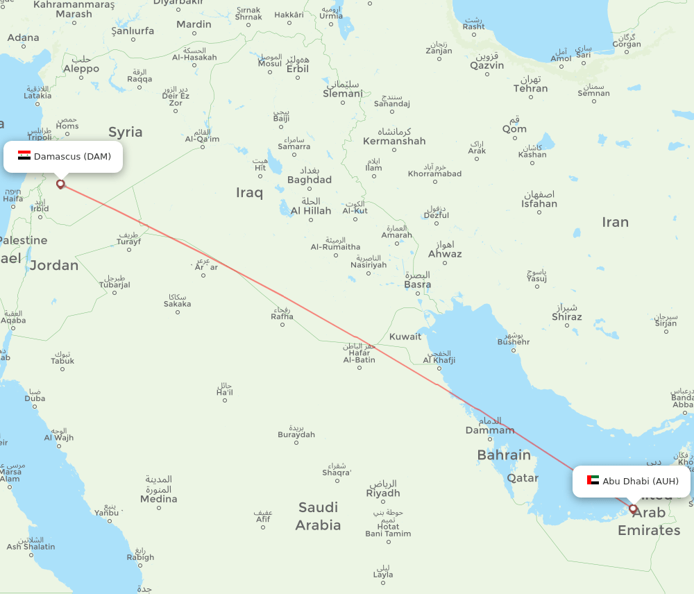 AUH-DAM flight routes