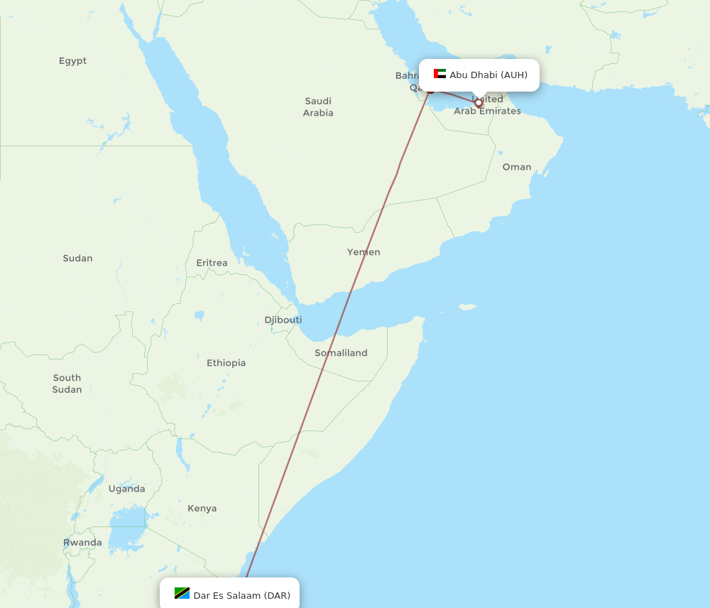 AUH-DAR flight routes