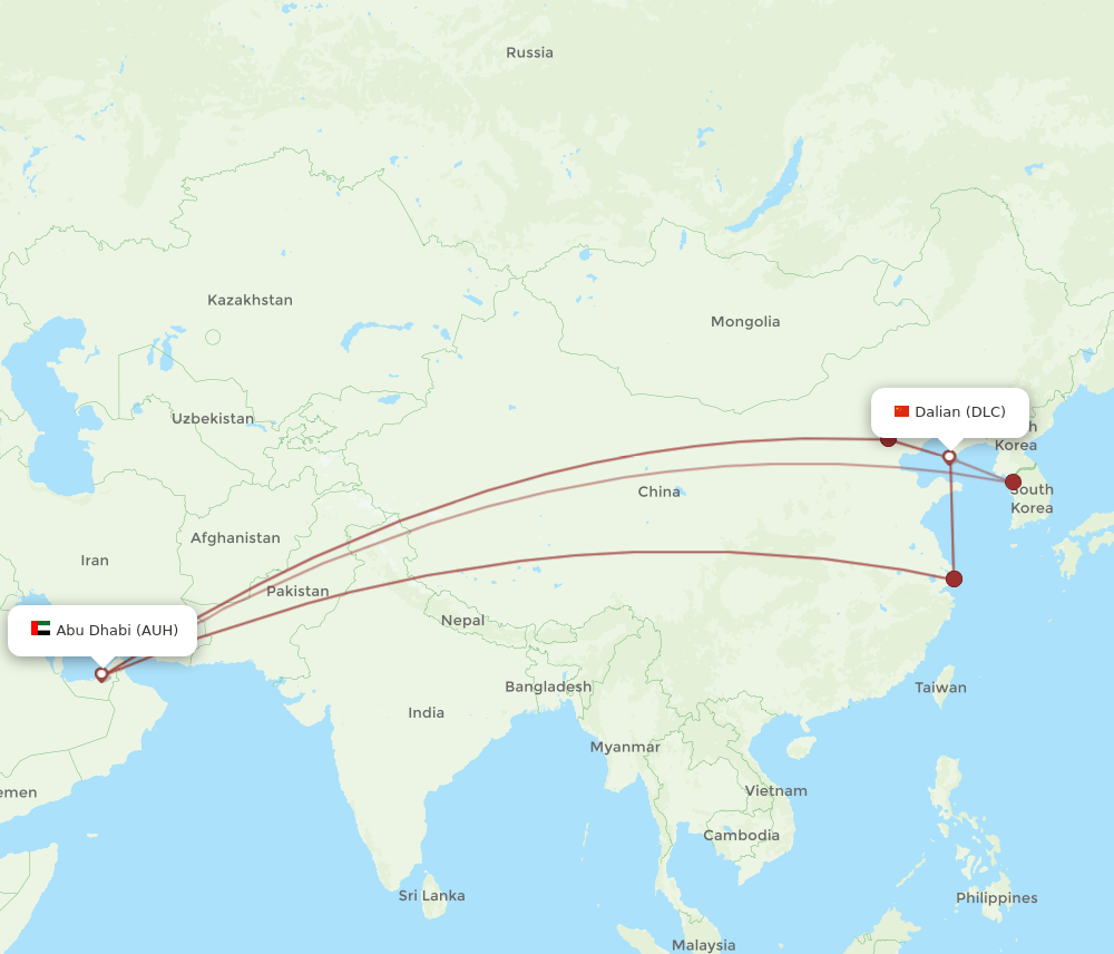 AUH-DLC flight routes