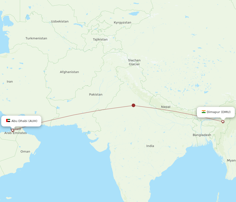 AUH-DMU flight routes