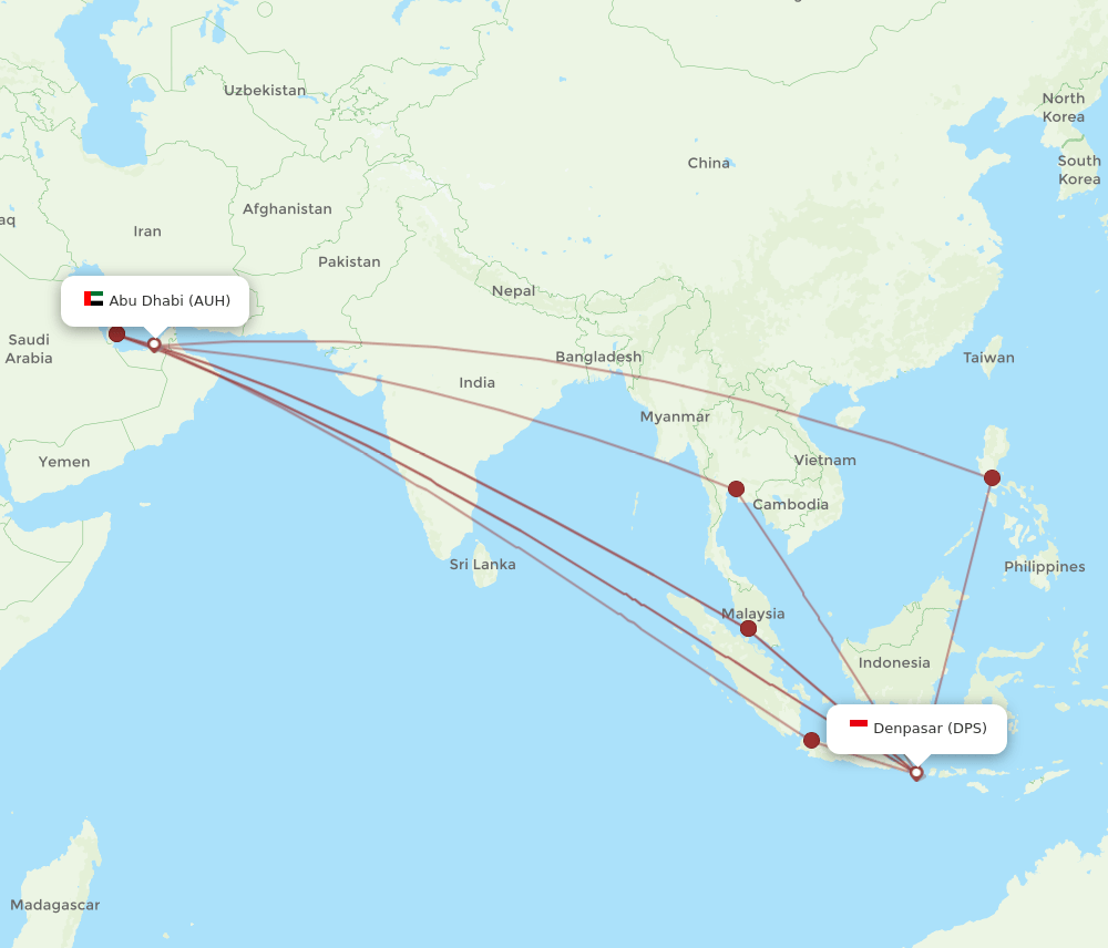 AUH-DPS flight routes