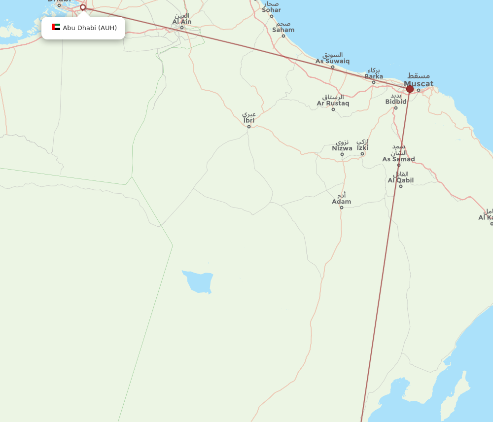 AUH to DQM flights and routes map